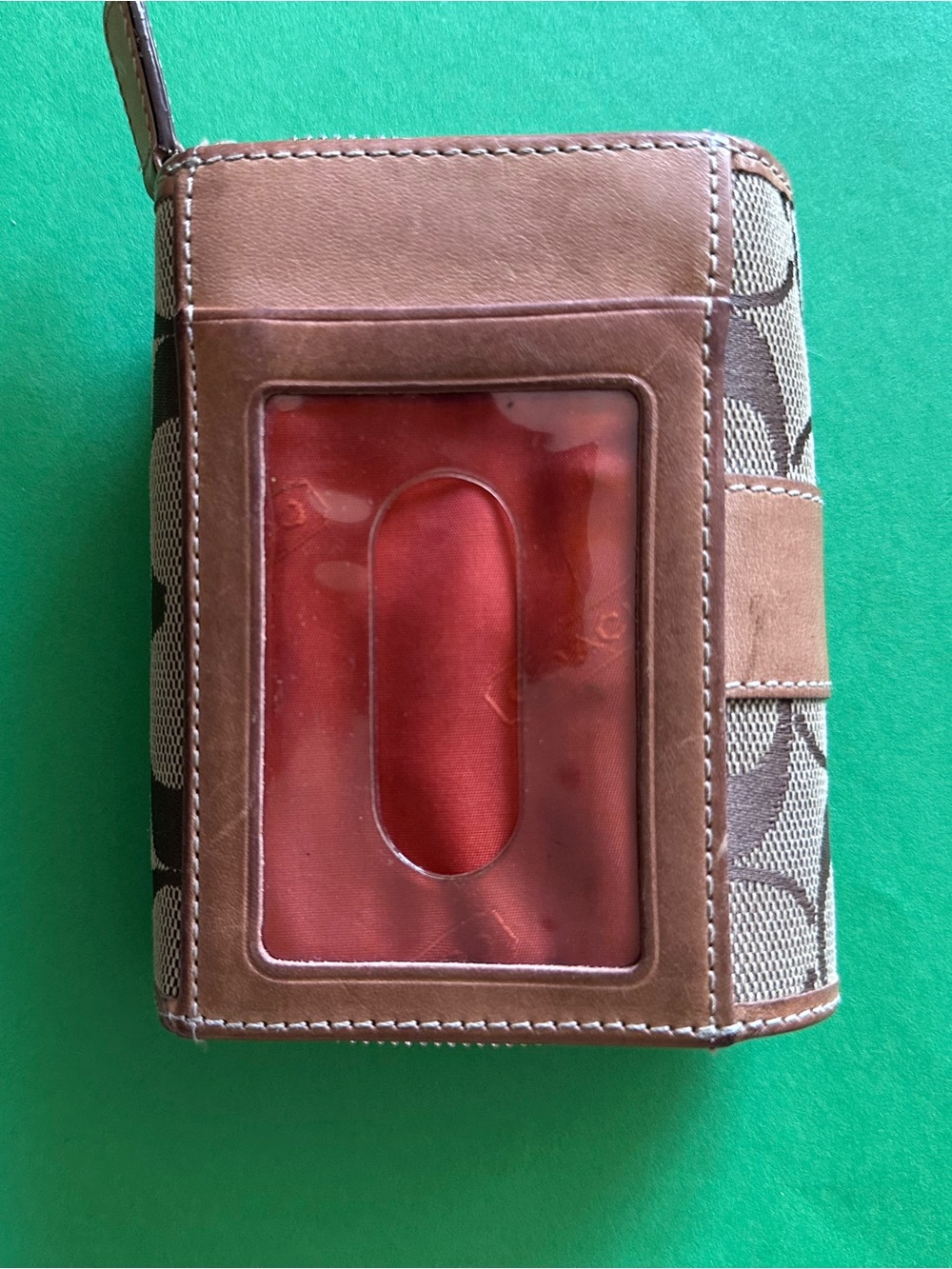 Coach Brown Signature Canvas Zip Around Wallet NEEDS REFURBISHING - Picture 5 of 5